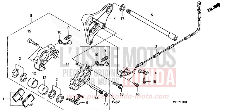 HINTERRAD-BREMSSATTEL von Shadow Aero CANDY BLAZE ORANGE (YR196) von 2010